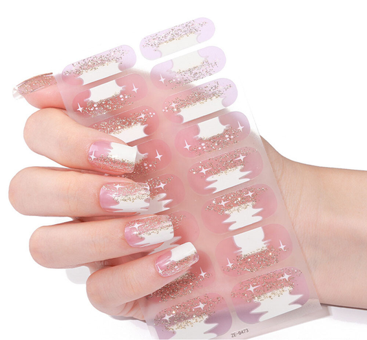Shimmering Snow Gel Nails-0