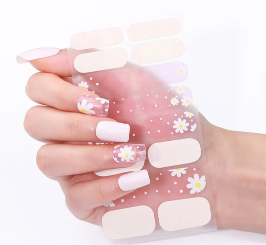 Daisy Dots Gel Nails-0